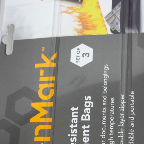 Fire Resistant Document Bags With Zippers For Cash & Documents Set Of 3 - Picture 14 of 14